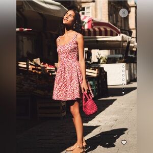 I. Crew NWT Fit-and-flare mini dress in raspberry print